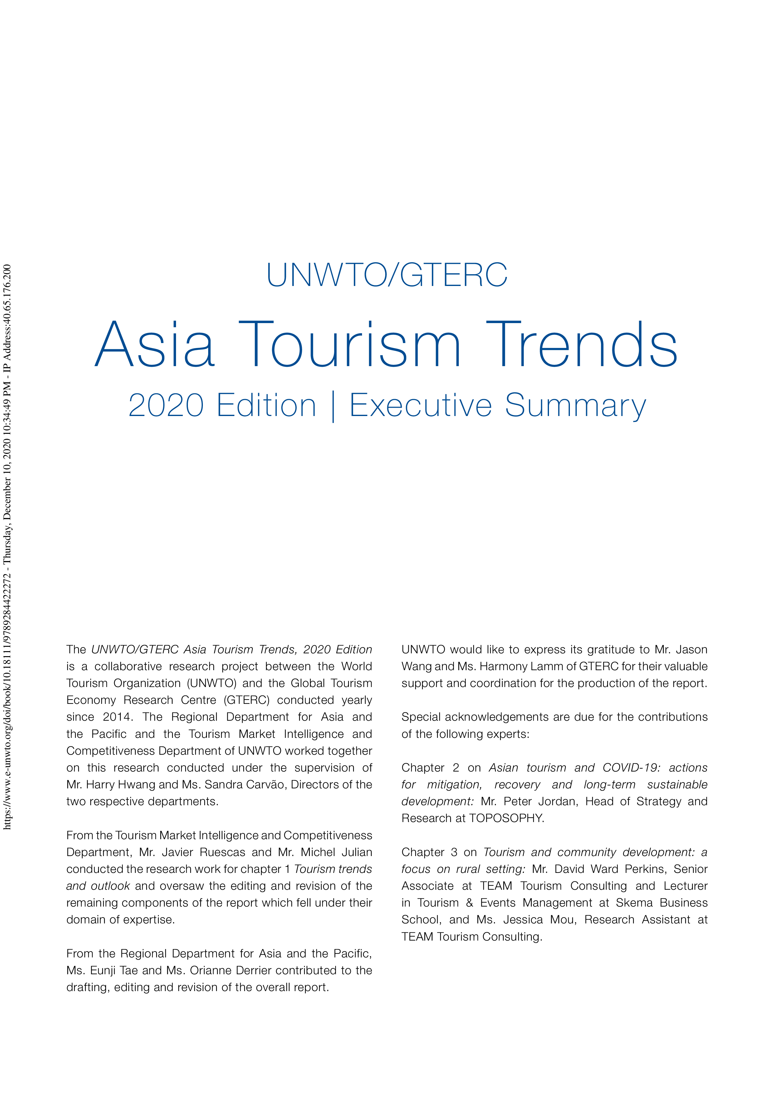 2020 亚洲旅游趋势报告 -世界旅游组织(英文版)